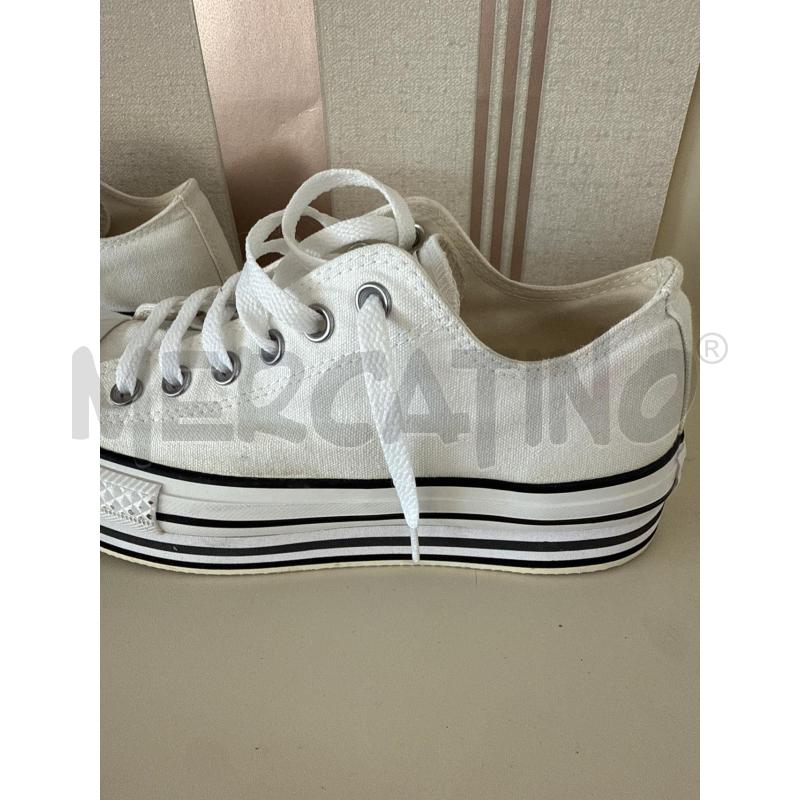 SCARPE DONNA CONVERSE BIANCHE PLATFORM CON LACI BIANCHI  | Mercatino dell'Usato Corciano 3