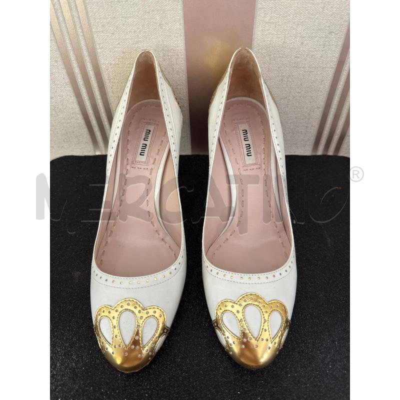 SCARPE DONNA MIU MIU BIANCGHE CON PU7NTA ORO  | Mercatino dell'Usato Corciano 1