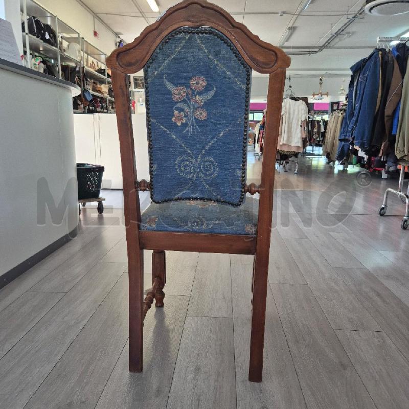 SEDIA LEGNO TESSUTO BLU FIORI 2PZ | Mercatino dell'Usato Corciano 2