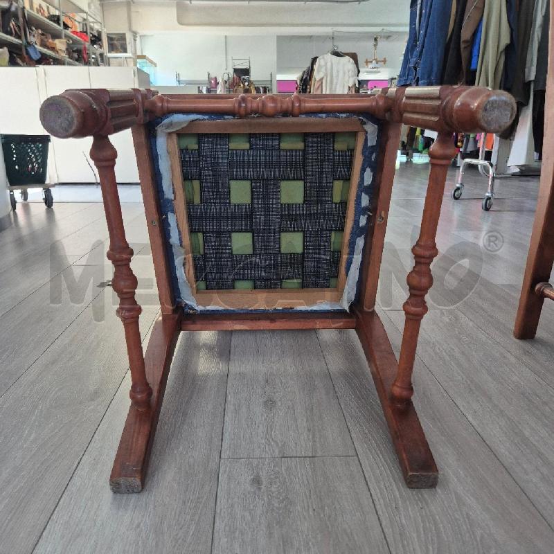 SEDIA LEGNO TESSUTO BLU FIORI 2PZ | Mercatino dell'Usato Corciano 4