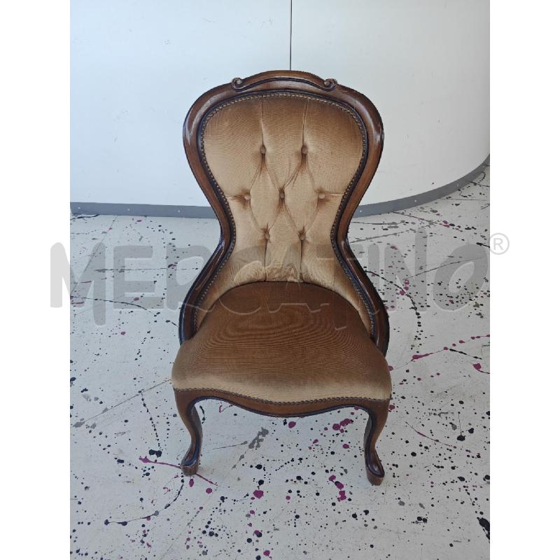 SEDIA VITTORIANA BEIGE E LEGNO | Mercatino dell'Usato Corciano 1