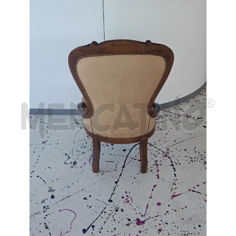 SEDIA VITTORIANA BEIGE E LEGNO | Mercatino dell'Usato Corciano 2