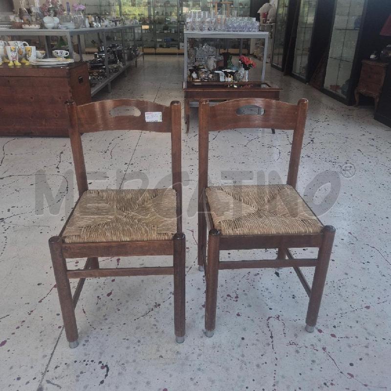 SEDIE PZ. 2 LEGNO CON SEDUTA PAIA  | Mercatino dell'Usato Corciano 1