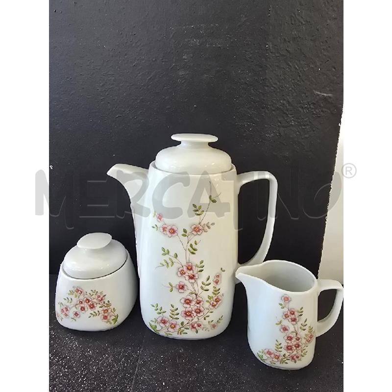 SERVIZIO DA CAFFÈ +6 PIATTINI +TEIERA +LATTTERA+ZUCCHERIERA FIORI DI PESCO | Mercatino dell'Usato Corciano 3