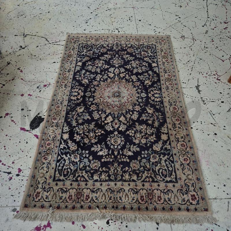 TAPPETO FANTASIA BLU E BEIGE CON FRANGE  | Mercatino dell'Usato Corciano 1