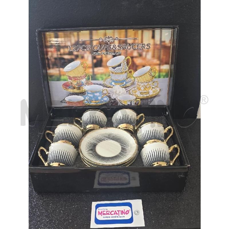 TAZZINE 6 PZ BORD ORO STRISC NERE | Mercatino dell'Usato Corciano 1