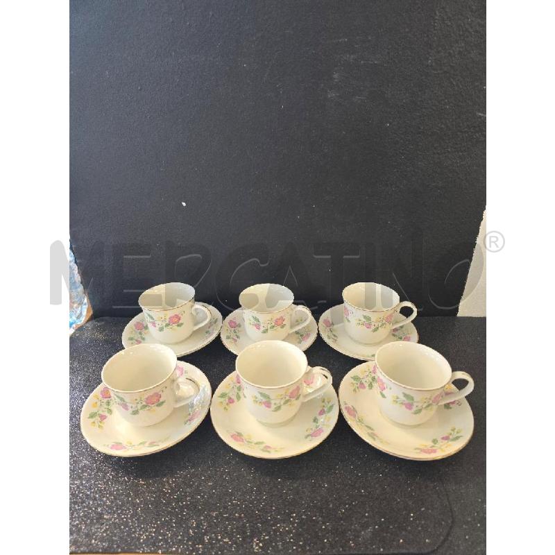 TAZZINE CAFFE 6PZ FIORI ROSA | Mercatino dell'Usato Corciano 1