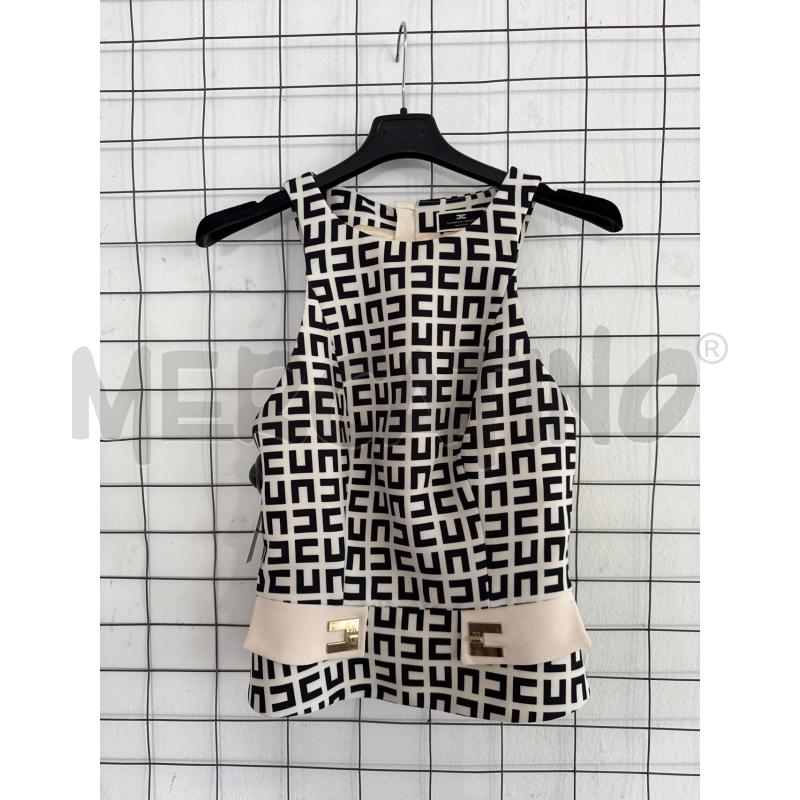 TOP ELISABETTA FRANCHI BEIGE E NERO  | Mercatino dell'Usato Corciano 1