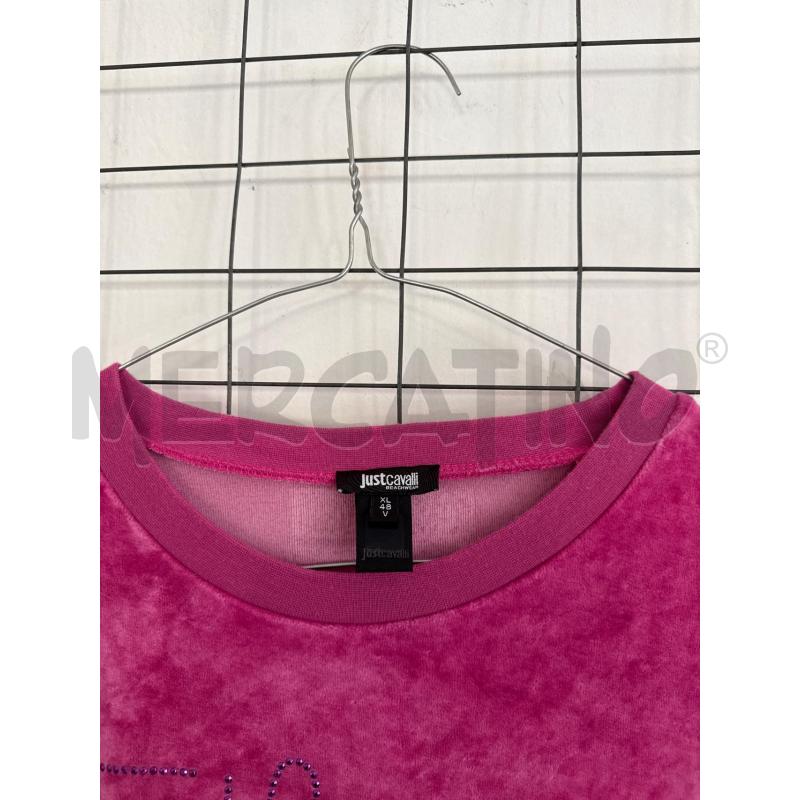 T SHIRT DONNA JUST CAVALLI CINISGLIA ROSA SCRITTA  | Mercatino dell'Usato Corciano 2