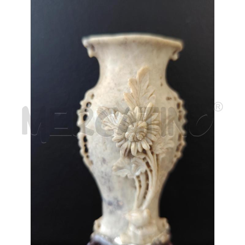VASO CINESE IN PIETRA SAPONARIA CON ORNAMENTI SCOLPITI FIORI | Mercatino dell'Usato Corciano 4