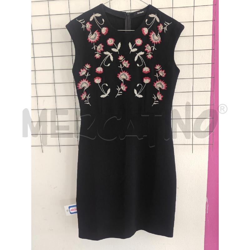 VESTITO DONNA DESUGUAL NERO CON FIORI ROSSI  | Mercatino dell'Usato Corciano 1