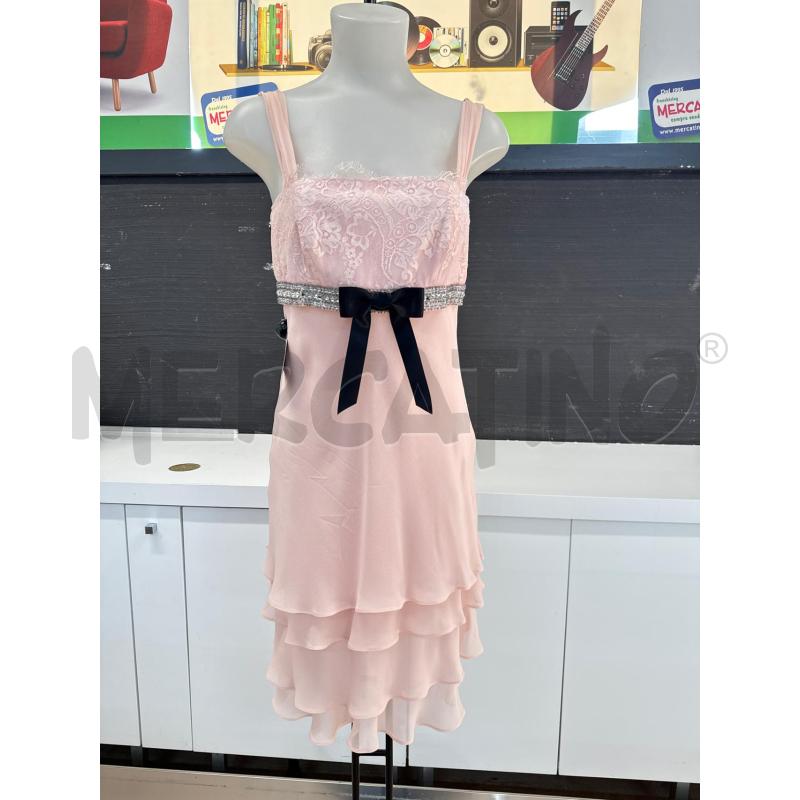 VESTITO DONNA LUISA SPAGNIOLI ROSA CON FIOCCO NERO  | Mercatino dell'Usato Corciano 1