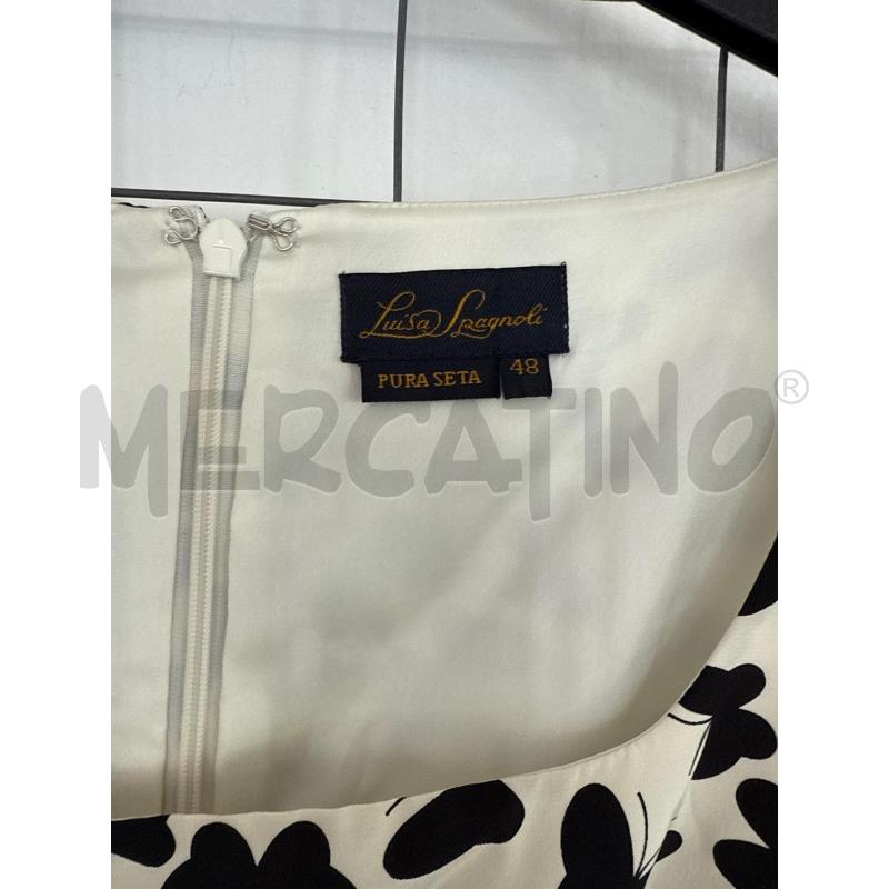 VESTITO DONNA LUISA SPAHNOLI BIANCO CON FARFARLLE NERE CINTA SULLA VITA | Mercatino dell'Usato Corciano 2