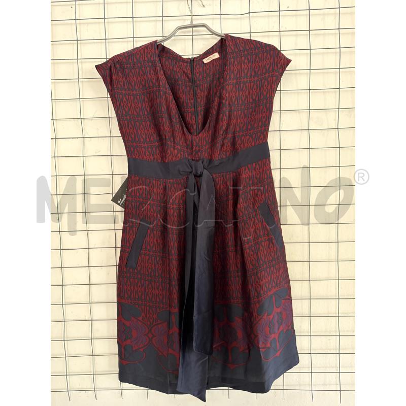 VESTITO DONNA MAX&CO ROSSO BORDEAUX CON SETA BLU  | Mercatino dell'Usato Corciano 1