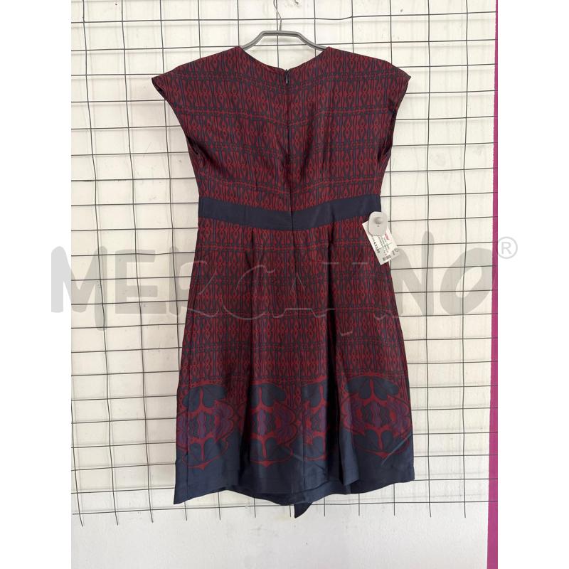 VESTITO DONNA MAX&CO ROSSO BORDEAUX CON SETA BLU  | Mercatino dell'Usato Corciano 3