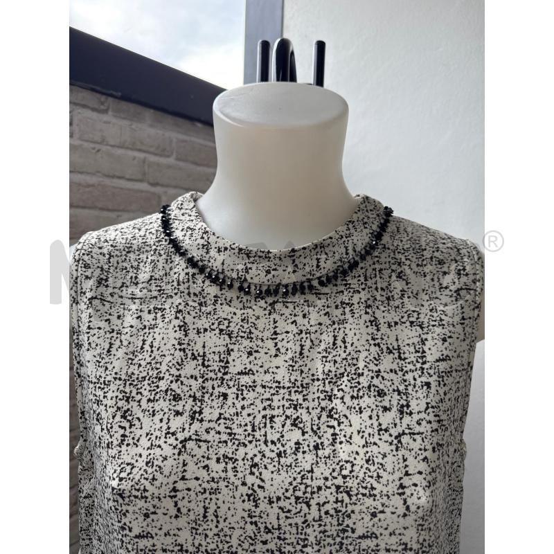 VESTITO DONNA MAX MARA GIRO MANICA BEIGE CON MACCHIE MARRNI COLLO BRILLANTI NERO  | Mercatino dell'Usato Corciano 2