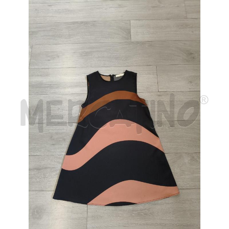 VESTITO DONNA VICOLO STRISCE ASTRATTE NERE MARRONI E ROSA | Mercatino dell'Usato Corciano 1