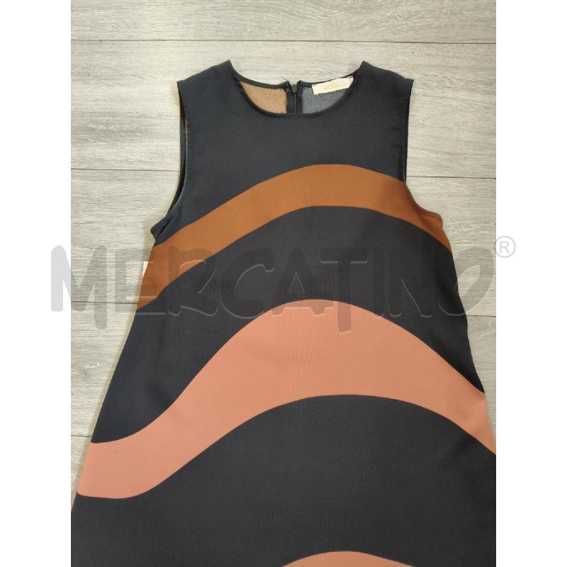 VESTITO DONNA VICOLO STRISCE ASTRATTE NERE MARRONI E ROSA | Mercatino dell'Usato Corciano 2