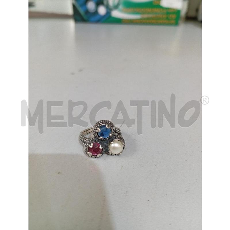 ANELLO DONNA 925 PERLINA AZZURRA ROSSA BIANCA | Mercatino dell'Usato Montemurlo 1