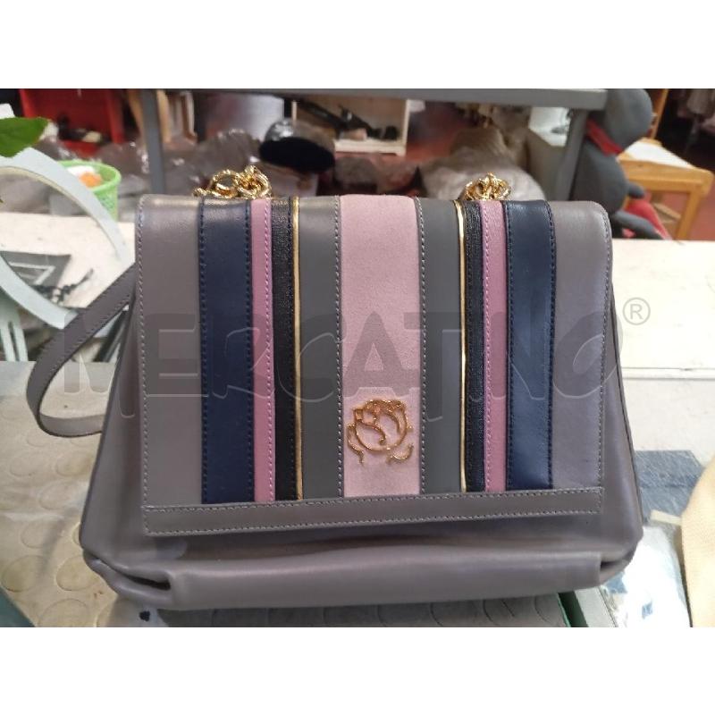 BORSA DONNA BRACCIALINI GRIGIA RIGHE ROSA | Mercatino dell'Usato Montemurlo 1