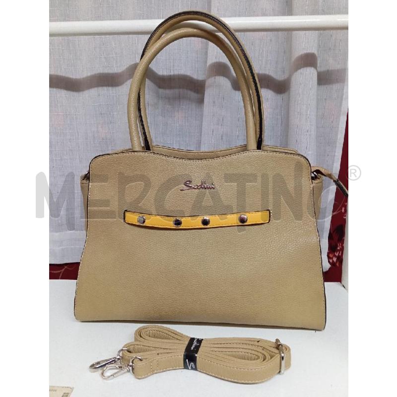 BORSA DONNA SODINI BEIGE FASCIA GIALLA | Mercatino dell'Usato Montemurlo 1