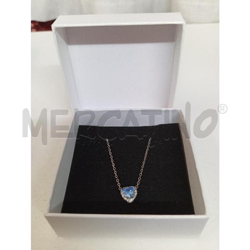 COLLANA 925 CIONDOLO CUORICINO PIETRA AZZURRA | Mercatino dell'Usato Montemurlo 1