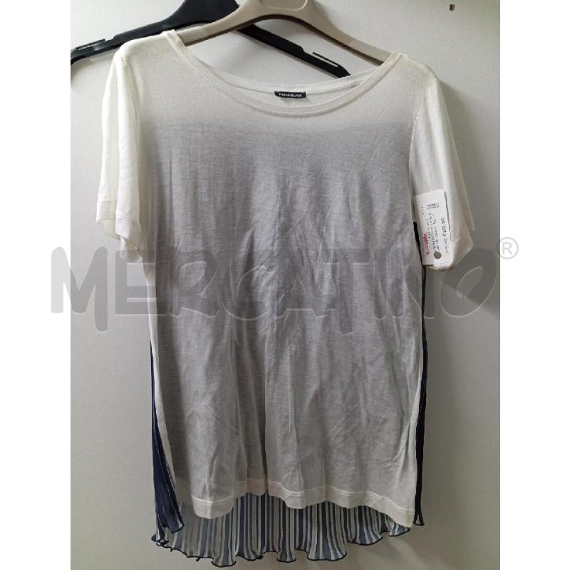 MAGLIETTA DONNA PENNY BLACK BIANCA E BLU PLISSETTATA | Mercatino dell'Usato Montemurlo 1