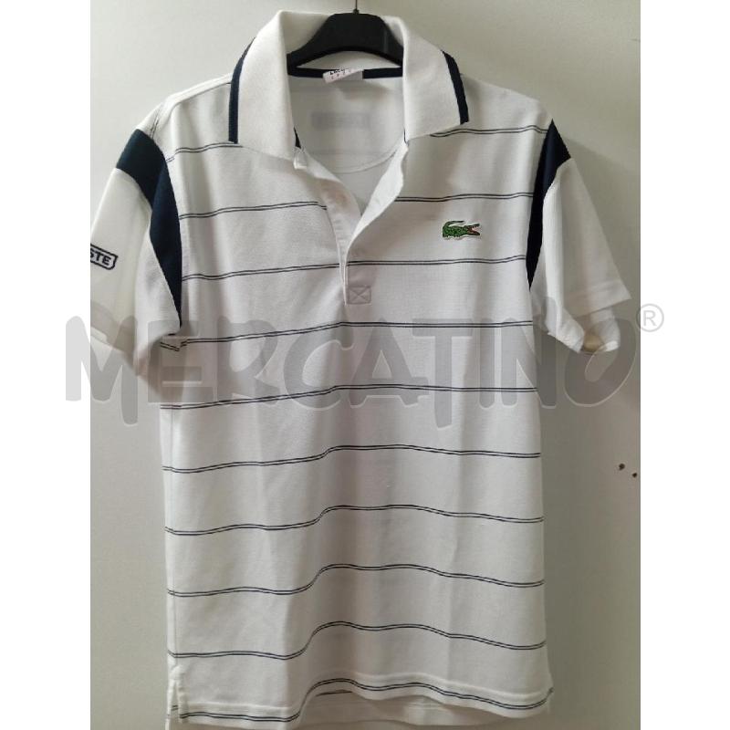 POLO UOMO LACOSTE SPORT BIANCA RIGHE  | Mercatino dell'Usato Montemurlo 1