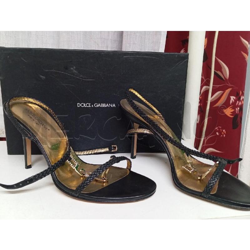 SANDALI DONNA DOLCE & GABBANA NERE E ORO  | Mercatino dell'Usato Montemurlo 2