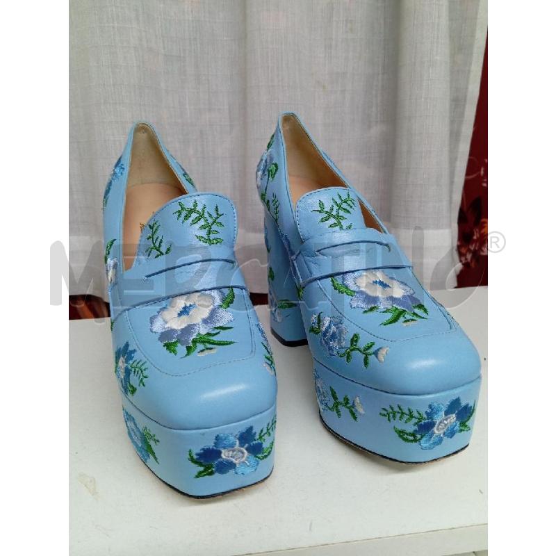 SCARPE TACCHI MAURO VOLPI CELESTE FIORI | Mercatino dell'Usato Montemurlo 1