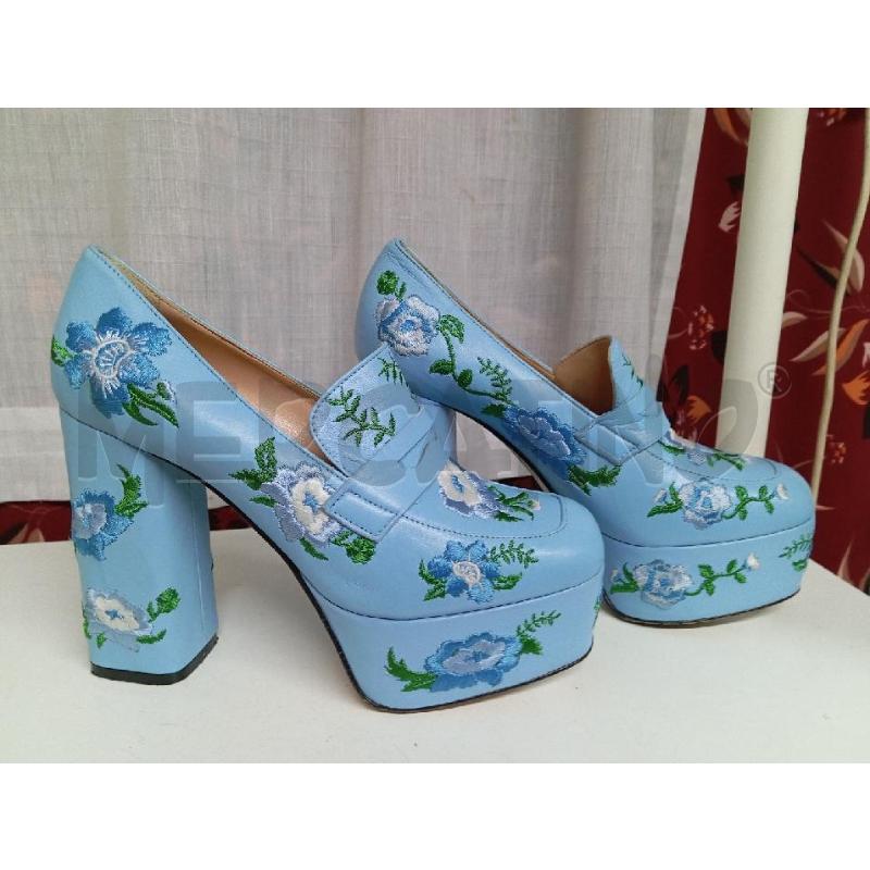 SCARPE TACCHI MAURO VOLPI CELESTE FIORI | Mercatino dell'Usato Montemurlo 2