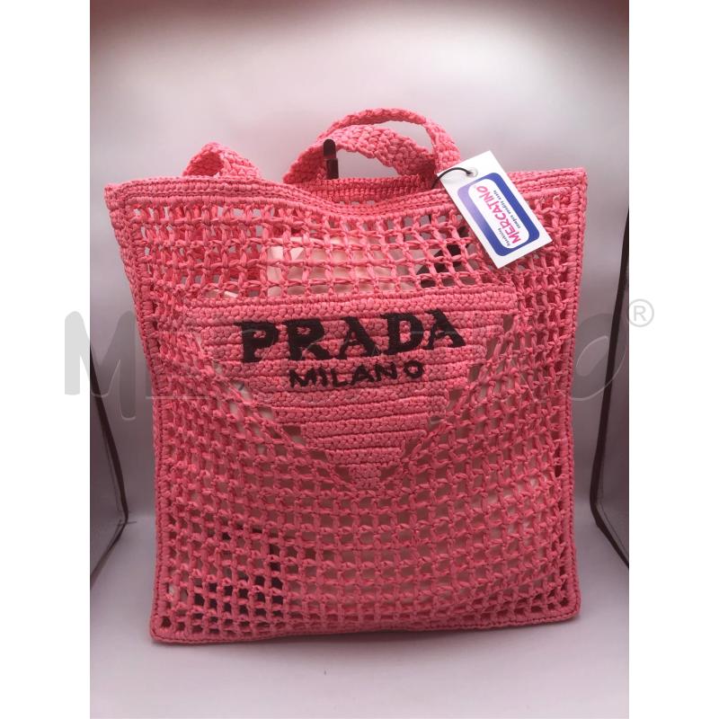 BORSA DONNA ROSA PRADA RAFIA | Mercatino dell'Usato Prato mercato nuovo 1