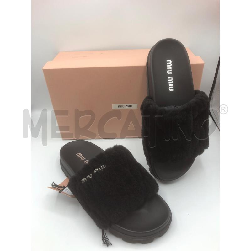CIABATTE DONNA NERE MIU MIU 36 1/2 PELO | Mercatino dell'Usato Prato mercato nuovo 1