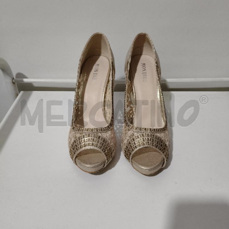 SCARPE TACCHI PIZZO DORATE | Mercatino dell'Usato Pavia 1