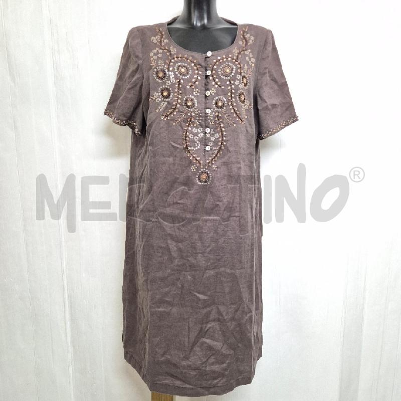 ABITO DONNA CAPRICCIOLI MARRONE STRASS BRONZO 100%LINO | Mercatino dell'Usato Cervia 1