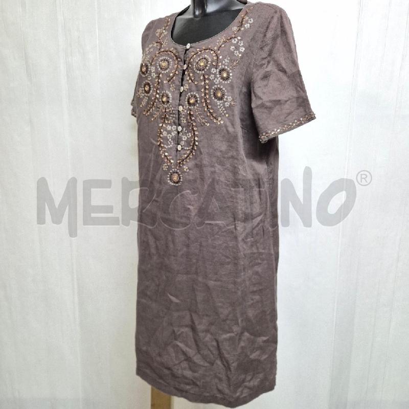 ABITO DONNA CAPRICCIOLI MARRONE STRASS BRONZO 100%LINO | Mercatino dell'Usato Cervia 3