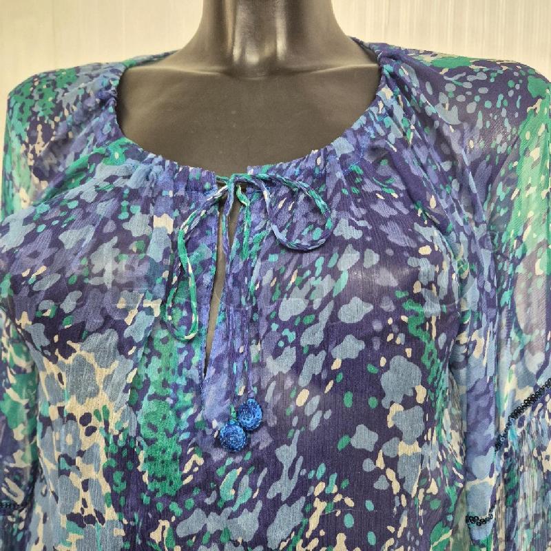 ABITO DONNA EMAMÒ SETA FLOREALE AZZURRA BLU VERDE+ PAILLETTES | Mercatino dell'Usato Cervia 2