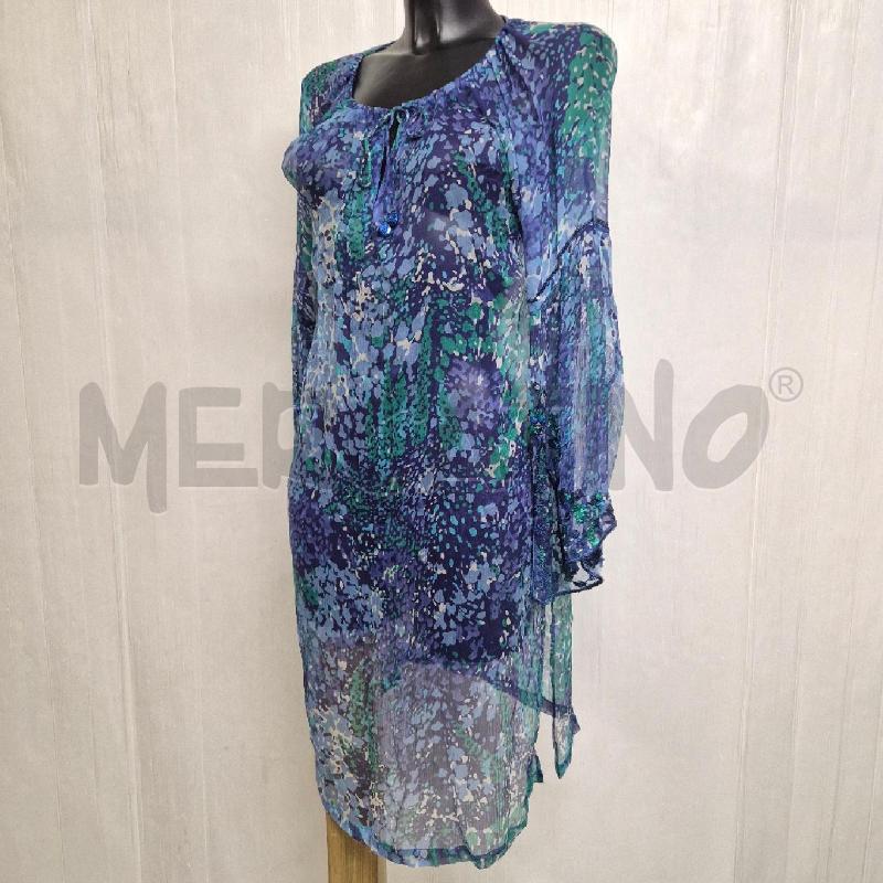 ABITO DONNA EMAMÒ SETA FLOREALE AZZURRA BLU VERDE+ PAILLETTES | Mercatino dell'Usato Cervia 3