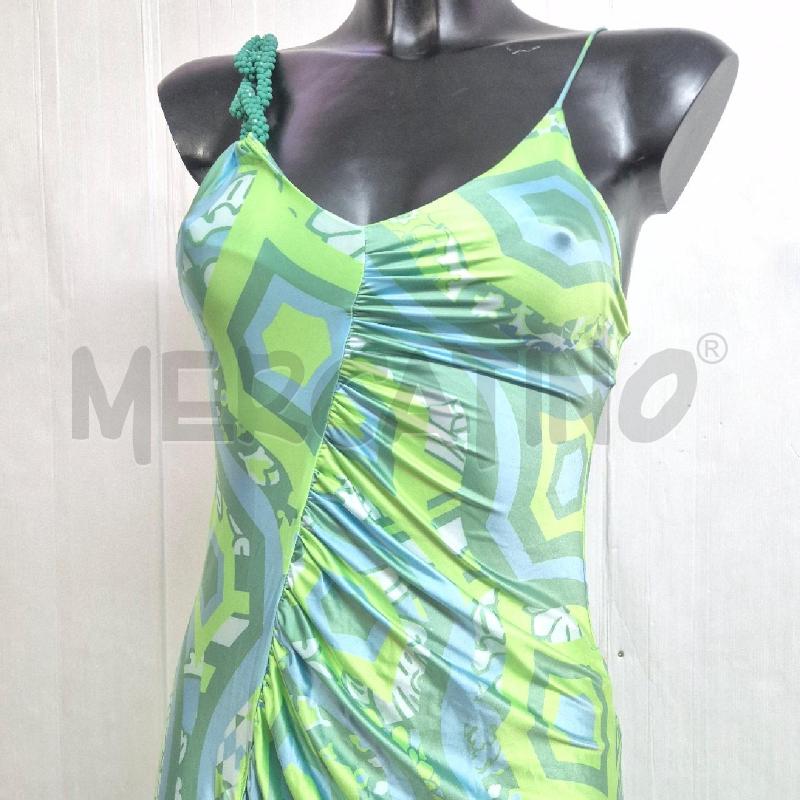 ABITO DONNA FXXK VERDE AZZURRO LUNGO PERLINE | Mercatino dell'Usato Cervia 2