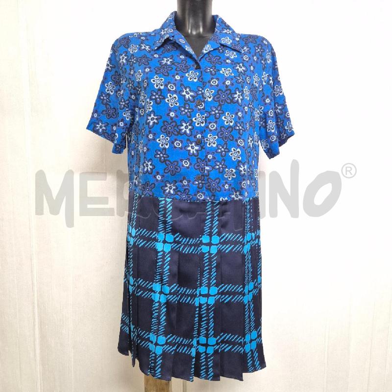 ABITO DONNA MARNI UNIQLO9 BLU AZZURRO PLISSET CON FIORI | Mercatino dell'Usato Cervia 1