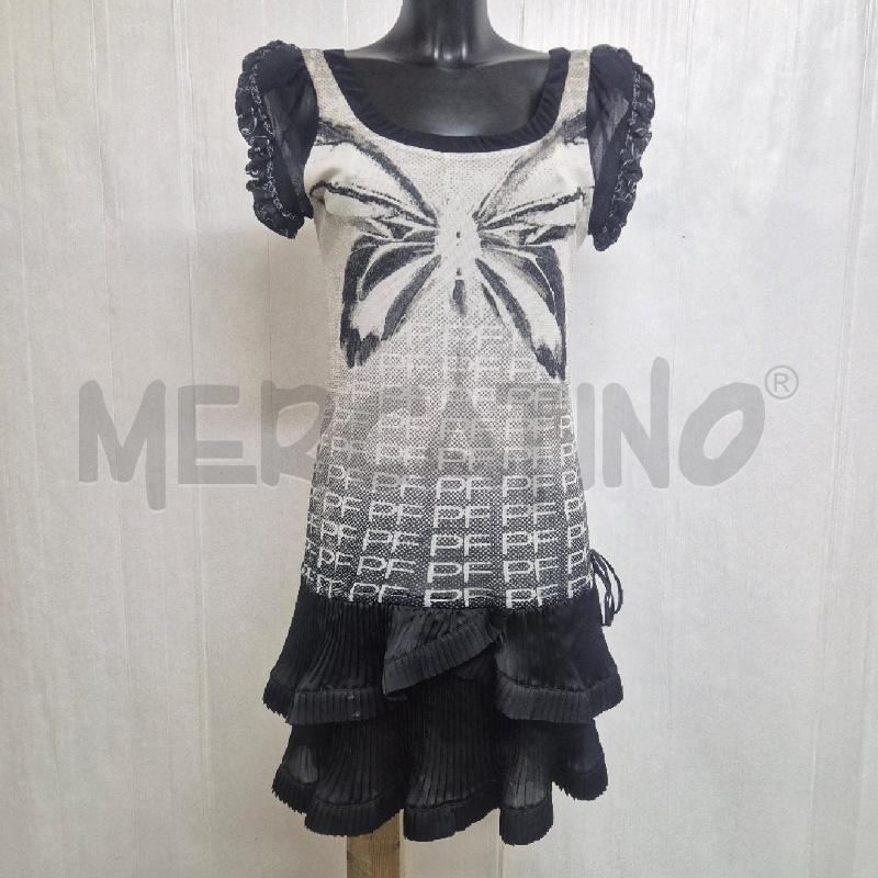 ABITO DONNA PAOLA FRANI NERO PLISSETTATO STAMPA | Mercatino dell'Usato Cervia 1