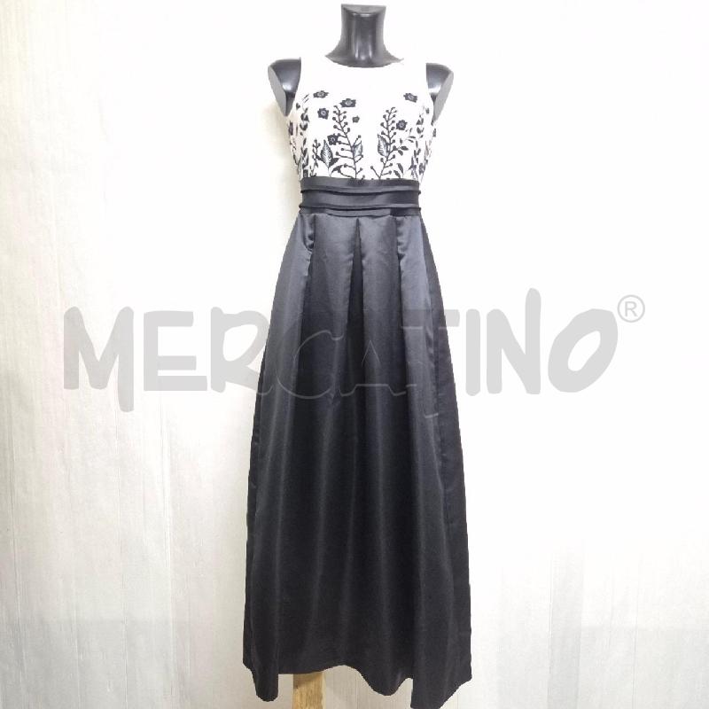 ABITO DONNA RINASCIMENTO LUNGO NERO CORPETTO BIANCO FLOREALE | Mercatino dell'Usato Cervia 1