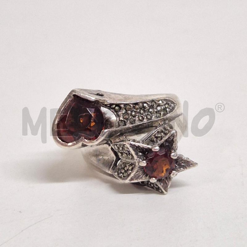 ANELLO DONNA STELLA E CUORE CON TOPAZI MARRONE | Mercatino dell'Usato Cervia 3