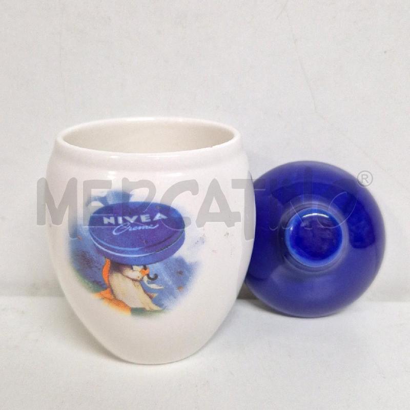 BARATTOLINO CONTENITORE IN CERAMICA NIVEA CON COPERCHIO | Mercatino dell'Usato Cervia 2