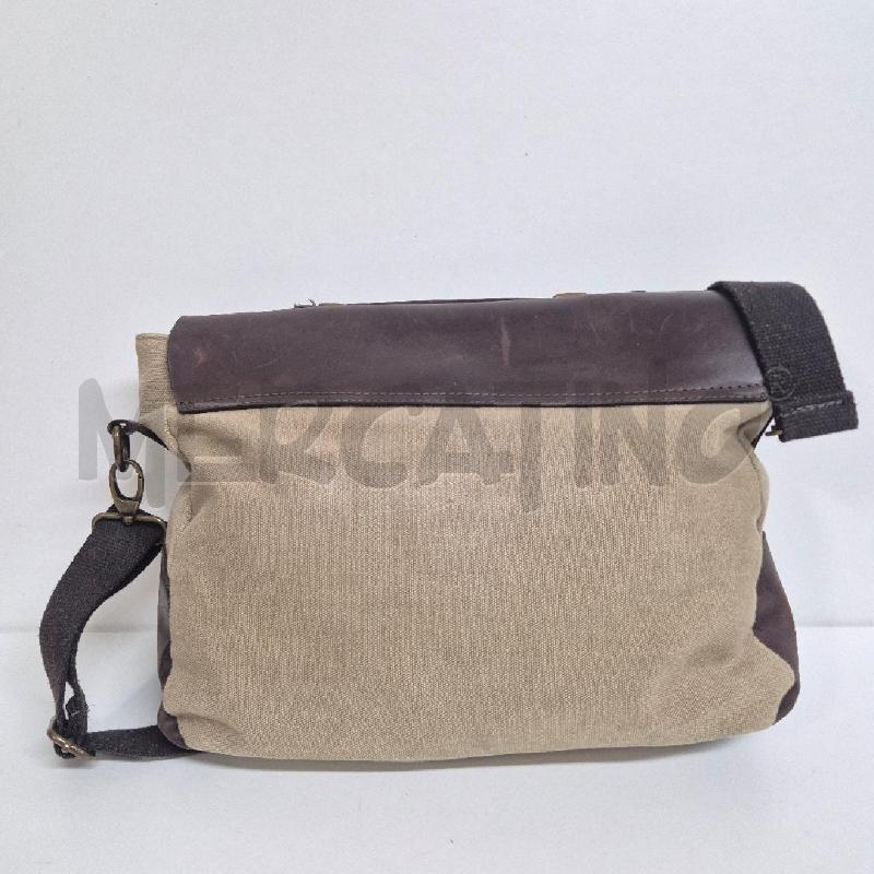BORSA CARTELLA LAVORO STOFFA BEIGE / MARRONE  PELLE | Mercatino dell'Usato Cervia 2