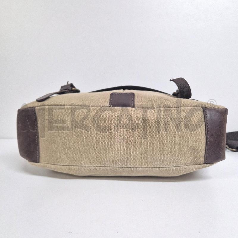 BORSA CARTELLA LAVORO STOFFA BEIGE / MARRONE  PELLE | Mercatino dell'Usato Cervia 4
