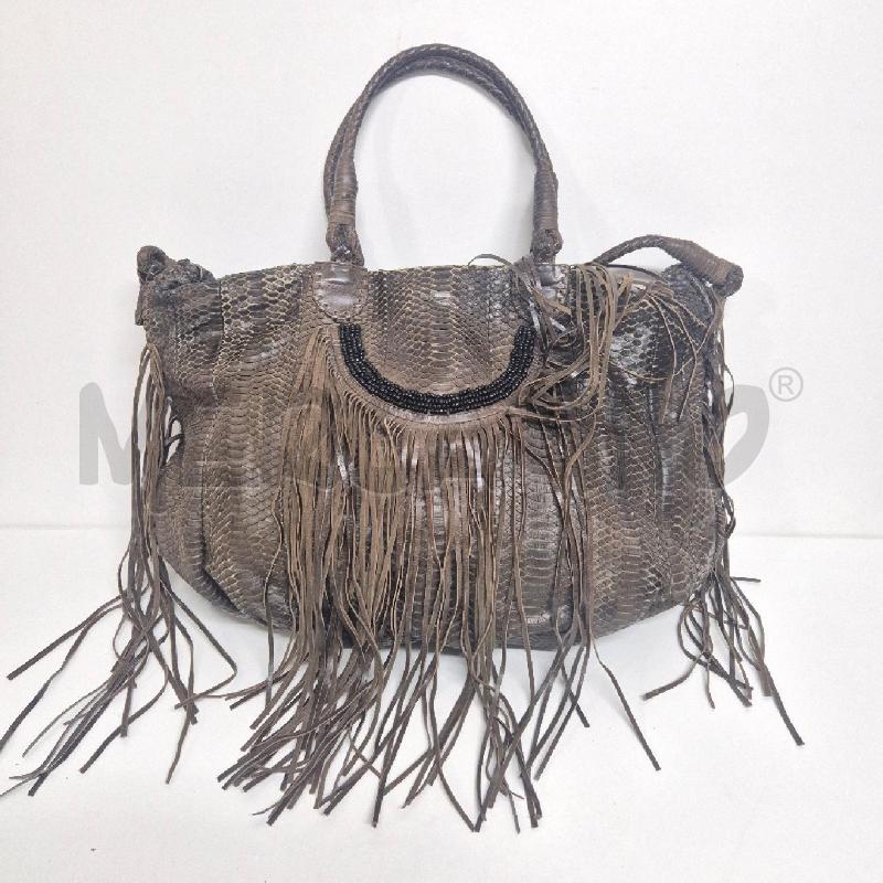 BORSA DONNA ANGEL JACKSON MARRONE RETTILE FRANGE | Mercatino dell'Usato Cervia 1