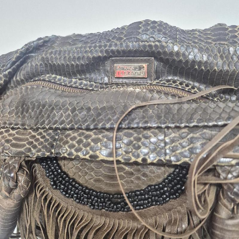 BORSA DONNA ANGEL JACKSON MARRONE RETTILE FRANGE | Mercatino dell'Usato Cervia 3