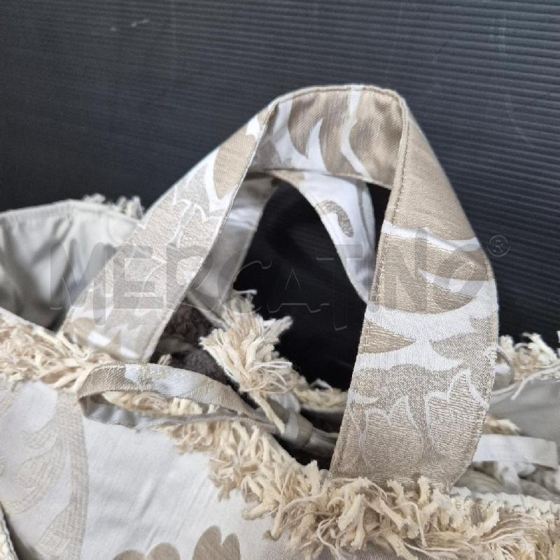 BORSA DONNA ARTIGIANALE BEIGE FOGLIE E FRANGE ATEMPOPERSO | Mercatino dell'Usato Cervia 2