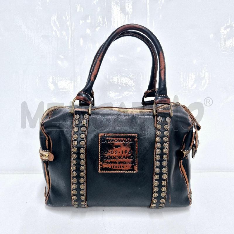 BORSA DONNA BAULETTO CAMPOMAGGI NERA SFUMATA MARRONE CON BORCHIE | Mercatino dell'Usato Cervia 1